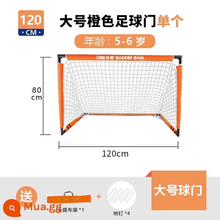 Cánh xanh khung thành bóng đá nhà trẻ em trong nhà gia đình ngoài trời gấp di động huấn luyện khung cửa lưới mẫu giáo mục tiêu nhỏ - Màu cam size lớn (tặng kèm đinh mài + túi đựng)