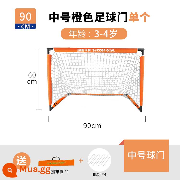 Cánh xanh khung thành bóng đá nhà trẻ em trong nhà gia đình ngoài trời gấp di động huấn luyện khung cửa lưới mẫu giáo mục tiêu nhỏ - Màu cam size vừa (đi kèm đinh mài + túi đựng)