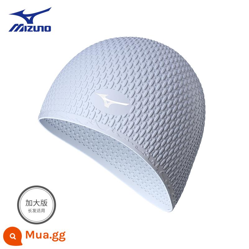 Mizuno Mũ Bơi Bốn Gấu Trúc Nữ Tóc Dài Chống Nước Đặc Biệt Butler Đầu Nam Lớn Chuyên Nghiệp Silicone Mũ Bơi - Bong bóng giọt nước xanh S53