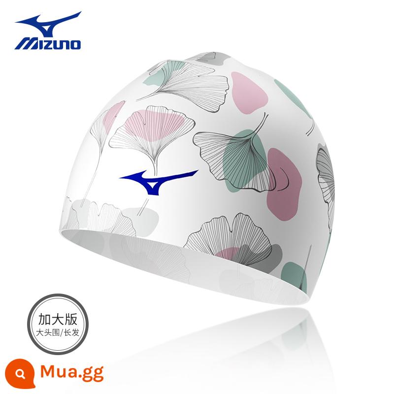 Mizuno Mũ Bơi Bốn Gấu Trúc Nữ Tóc Dài Chống Nước Đặc Biệt Butler Đầu Nam Lớn Chuyên Nghiệp Silicone Mũ Bơi - 2S17 Bột lá mơ phóng to