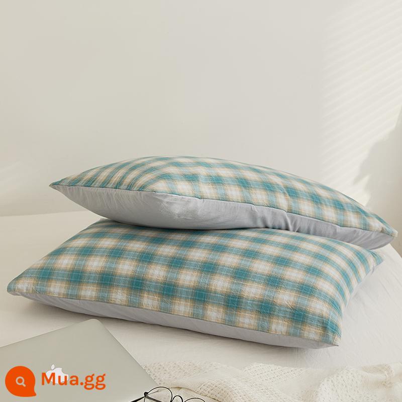 2023 Mới Nguyên Chất Vỏ Gối Cotton Gối Lõi Gối Cặp Trẻ Em Hộ Gia Đình Đơn Cotton Đơn 48cm74cm - Beichen-Lake Green (cặp vỏ gối)