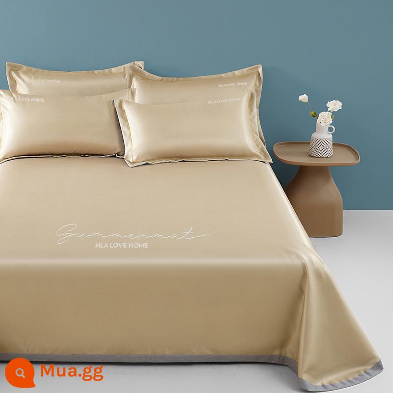 Hailan House Ice Silk Trang Bị Ga Bộ 3 Món Mùa Hè Ga Trải Giường Một Mảnh Túi Đựng Nệm Chống Trơn Trượt Trọn Gói Ga Trải Giường Mùa Hè - Mẫu ga trải giường- Midsummer Dawn Gold [mát mẻ, thoáng khí, kháng khuẩn lâu dài]