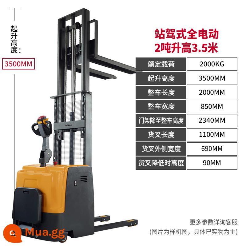 Xe nâng Heli Xe nâng xếp hoàn toàn bằng điện Xe nâng thủy lực nhỏ 2 tấn 1,5 tấn nâng xếp xếp dỡ xe nâng - Loại đứng có tải trọng 2 tấn và cao 3,5 mét Taijiali Machinery