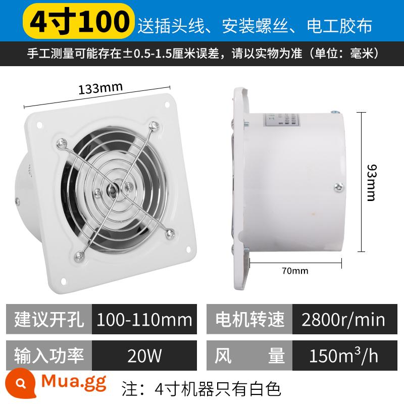 Quạt Thông Gió Bếp Hút Mạnh Mẽ Đèn Quạt 6/8 Inch Cửa Sổ Hút Ống Thoát Bột Phòng Hộ Gia Đình - 4 inch 100 (thích hợp cho phòng bột)