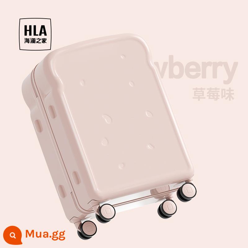 HLA/Heilan Nhà Bánh Mì Nướng Hành Lý Nữ Xe Đẩy Ốp Lưng Sinh Viên Cao Cấp Đa Năng Cốc Vali 24 Inch - Hộp bánh mì nướng-Hương vị dâu tây [Thiết kế nguyên bản + Giá đựng cốc di động]