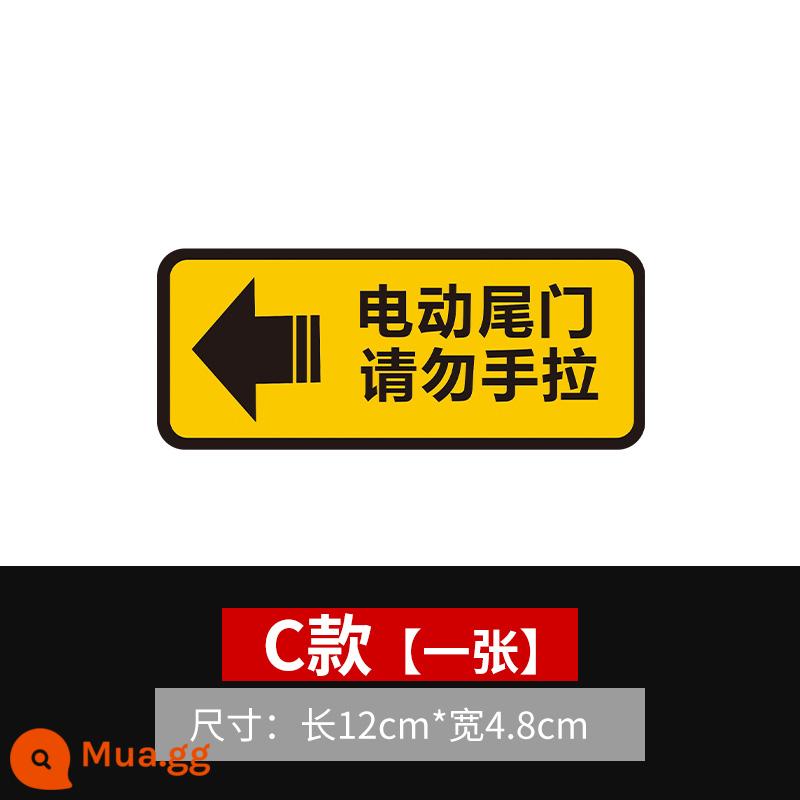 Nhãn dán cảnh báo cửa sau điện, không kéo bằng tay, miếng dán phản quang cửa nâng điện, nhãn dán xe nhắc nhở cửa nâng điện - Cửa cốp chỉnh điện Model C, mũi tên sang trái (mua hai tặng một, tùy chọn)