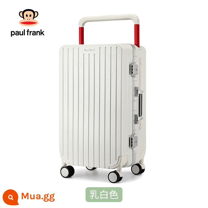 Miệng Lớn Khỉ Khung Nhôm Hành Lý Trung Tâm Nữ Hộp Xe Đẩy Rộng 26 Bánh Đa Năng Sinh Viên 24 Inch Vali Da Nam - sữa