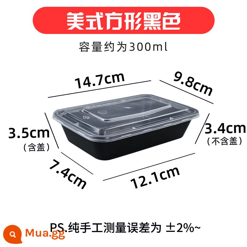 900ml hộp đóng gói tròn kiểu Mỹ giao hộp ăn trưa dùng một lần thương mại hộp ăn trưa dày màu đen có nắp bát nhựa - Công thức Mỹ 300ml đen có nắp 150 bộ