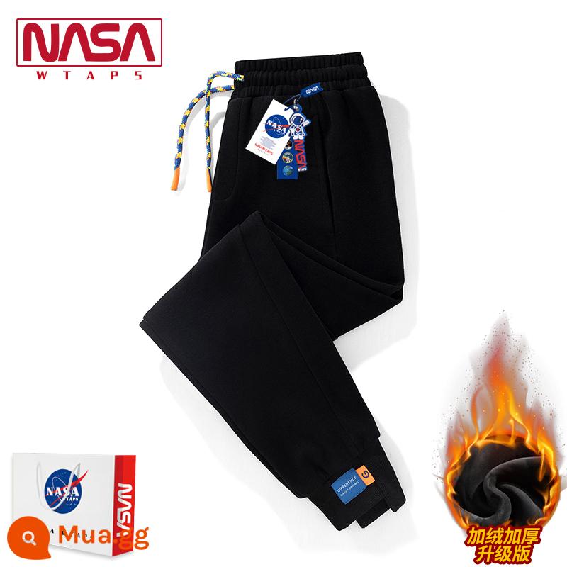 NASA WTAPS cửa hàng hàng đầu mùa thu và mùa đông quần nam và nữ rời cộng với nhung thể thao dày cotton quần vài quần âu triều - N008K8806 đen cộng với nhung