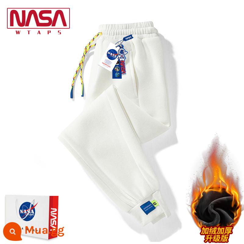 NASA WTAPS cửa hàng hàng đầu mùa thu và mùa đông quần nam và nữ rời cộng với nhung thể thao dày cotton quần vài quần âu triều - N008K8806 trắng cộng với nhung