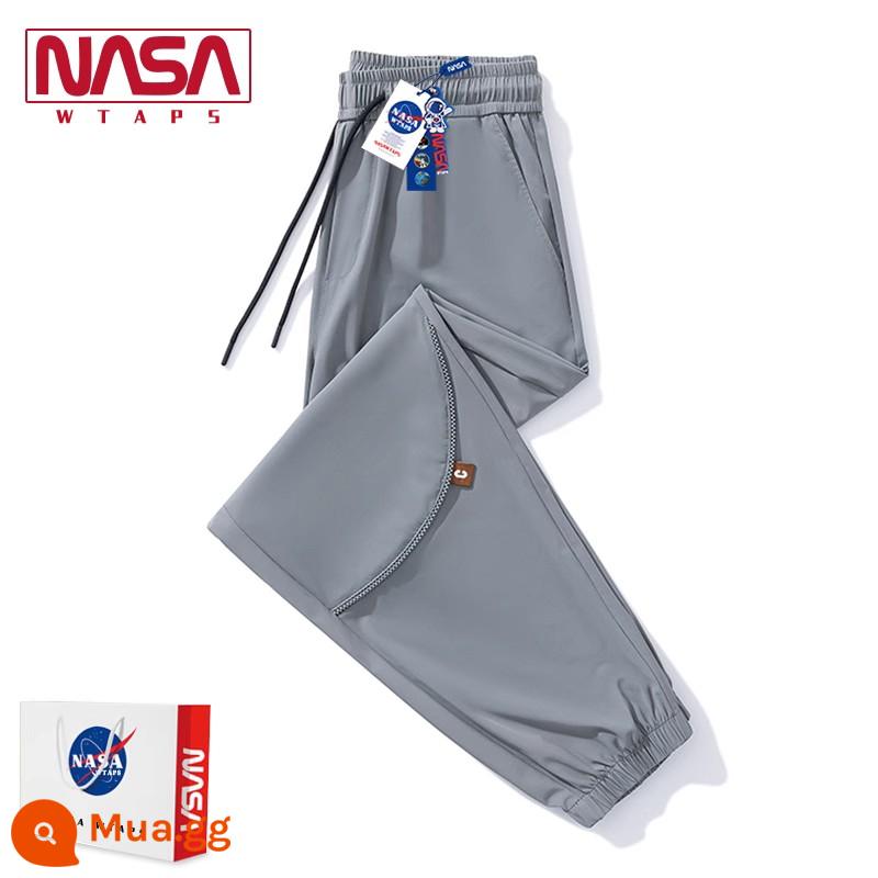 NASA WTAPS cửa hàng hàng đầu mùa thu và mùa đông quần nam và nữ rời cộng với nhung thể thao dày cotton quần vài quần âu triều - N277K008 Xám (Phong cách mỏng lụa mùa hè)