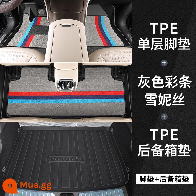 Thích hợp cho năm 2022 Mercedes -Shart Elf số 1 Full Siege Số 1 Đặc biệt TPE Foot Pad Cung cấp mới - Yêu tinh thông minh số 1 [Sọc xám tuyết] ★Thảm sàn TPE hai lớp thân thiện với môi trường + thảm chính cốp xe