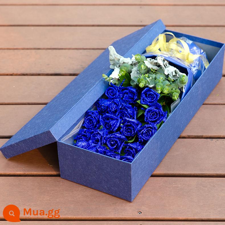 National Blue Demon Girl Blue Rose Bouquet Gift Box Flower Express Cùng thành phố Quảng Châu Hàng Châu Thượng Hải Nam Kinh Hợp Phì Store - Hết lòng (19 bông hoa bùa xanh)