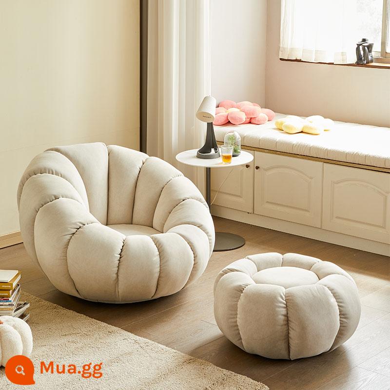 Sofa Lười Bí Ngô Ghế Tất Nam Đơn Thịt Cừu Nhung Phòng Ngủ Dễ Thương Ban Công Cổ Bắc Âu Ghế Sofa Nhỏ - Màu trắng nhạt (nhung kỹ thuật) có thể xoay + bàn đạp