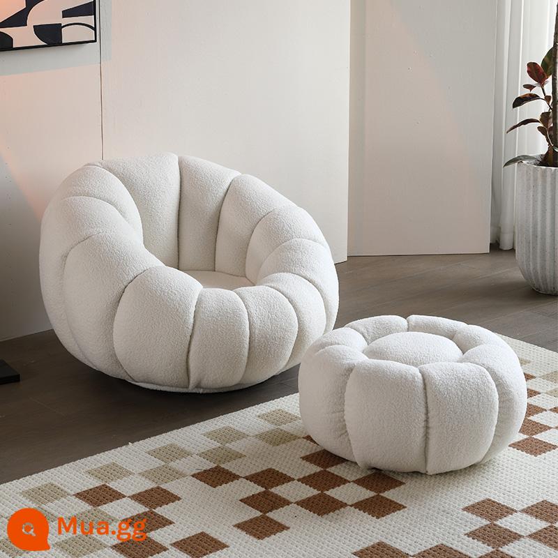 Sofa Lười Bí Ngô Ghế Tất Nam Đơn Thịt Cừu Nhung Phòng Ngủ Dễ Thương Ban Công Cổ Bắc Âu Ghế Sofa Nhỏ - Bàn đạp xoay + bàn đạp màu trắng (thịt cừu)