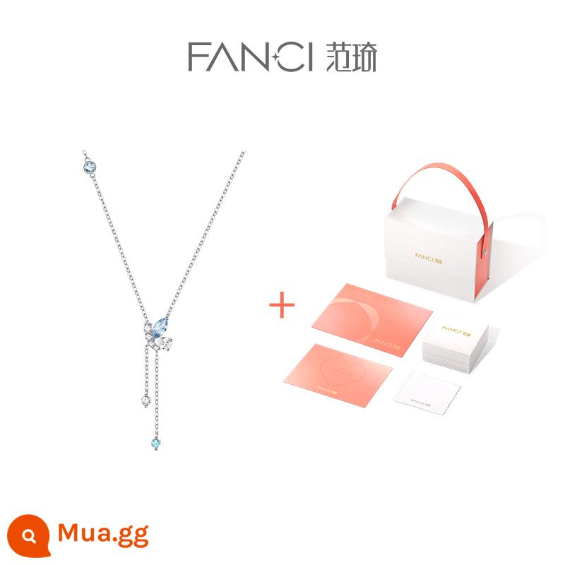 Fanci Fan Qi Trang Sức Bạc [Dòng Vườn Phiêu Lưu] Vòng Cổ Tua Rua Nhảy Bướm Nữ Bạc 925 Dây Xích Xương Đòn Quà Tặng - Vòng cổ tua rua bướm màu xanh