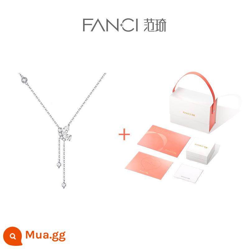 Fanci Fan Qi Trang Sức Bạc [Dòng Vườn Phiêu Lưu] Vòng Cổ Tua Rua Nhảy Bướm Nữ Bạc 925 Dây Xích Xương Đòn Quà Tặng - Vòng cổ tua rua bướm màu trắng