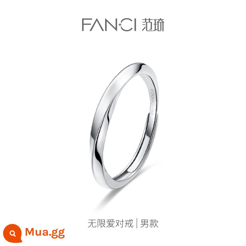 Fanci Fan Qi Trang Sức Bạc Cặp Nhẫn Mở Niche Light Nhẫn Sang Trọng Nhẫn Đơn Nữ Siêu Liên Kết 1 Quà Tặng Lễ Tình Nhân - Tình yêu vô hạn (giới nam)