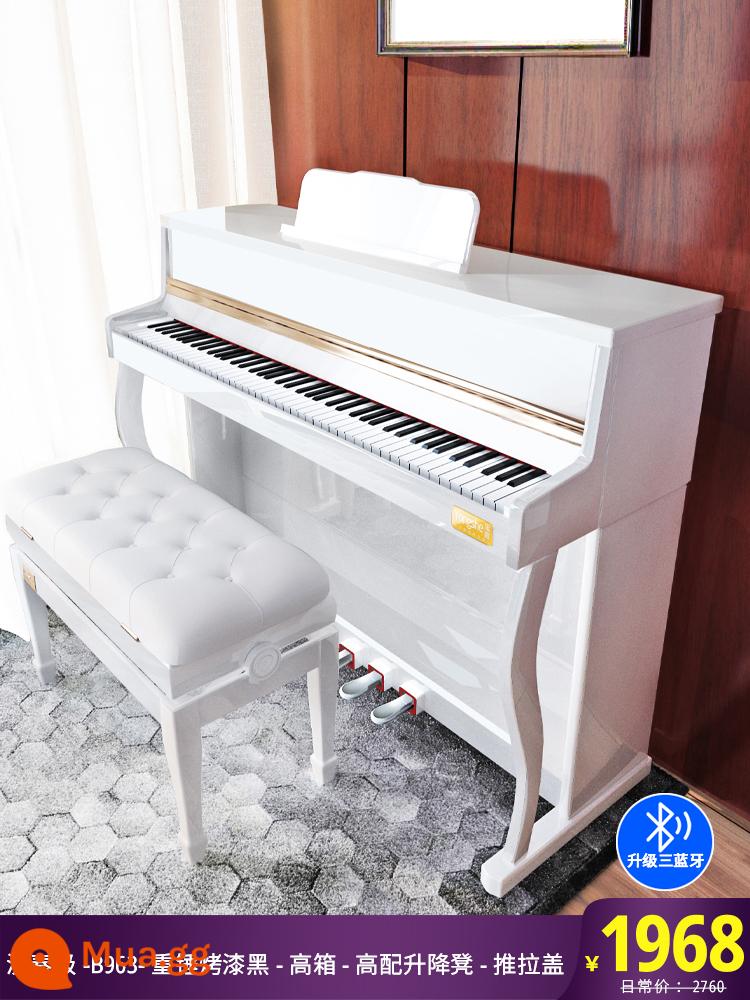 Đàn piano điện tử Yongshe B963 88 phím búa nặng 88 phím tại nhà kiểm tra chứng chỉ chuyên nghiệp cho người mới bắt đầu giáo viên mẫu giáo đàn piano kỹ thuật số thông minh dành cho trẻ em - Cấp công suất-B963-Búa nặng sơn trắng-Ghế nâng hộp cao