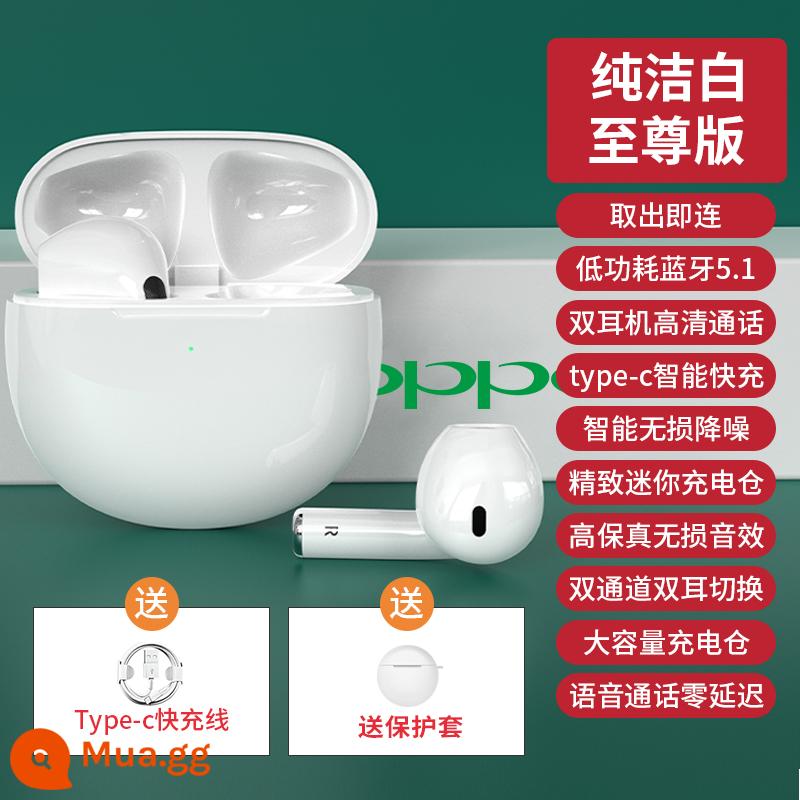 Tai nghe bluetooth không dây chính hãng phù hợp với OPPO hai tai Reno6/5/4/3/R15/17pro Findx2 K3 Ace2/A32 điện thoại di động phổ thông 2021 mới thời lượng pin siêu dài 5G - [Phiên bản Extreme Pure White] Chất lượng âm thanh HIFI + sản ​​phẩm chính hãng chính hãng + ghép nối tự động + giảm tiếng ồn thông minh + máy chủ hai tai + độ trễ 0 giây