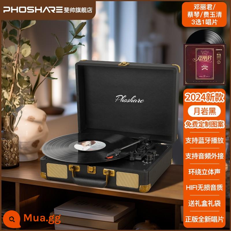 phoshare Fei Shuai máy ghi âm ngày lễ retro máy ghi âm vinyl máy hát sinh nhật quà tặng Năm Mới - Hiệu ứng âm thanh được nâng cấp hộp màu "Moon Rock Black 10w" ✅Hỗ trợ Bluetooth √Stylus + thiệp chúc mừng √Miễn phí ghi âm Tsai Chin..