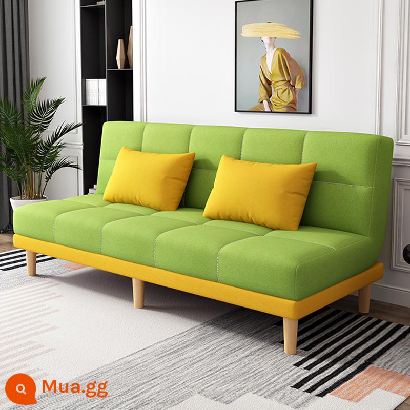 Công nghệ sofa vải phòng khách căn hộ nhỏ phòng cho thuê cửa hàng quần áo gấp đôi đa năng sofa vải công dụng - Màu vàng với màu xanh lá cây [bông và vải lanh]