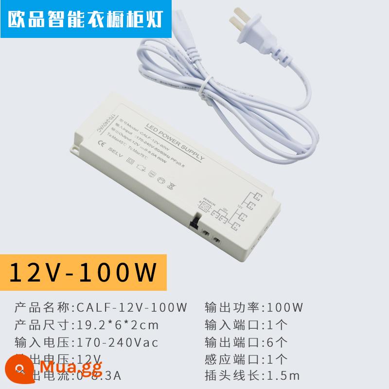 Loại lưỡi cắt không có rãnh gắn phía trước đèn laminate phát sáng xiên đèn tủ rượu siêu mỏng vành đai tủ quần áo tổng thể tủ Dải đèn LED - Bộ nguồn chuyên dụng 12V 100W cho tủ tích hợp