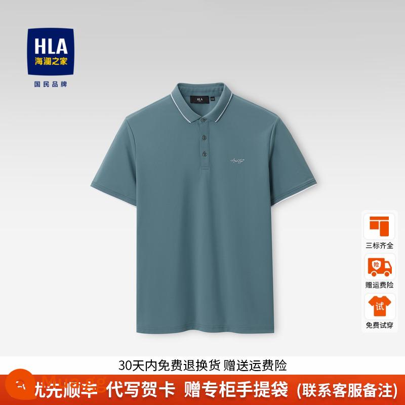 HLA/Hailan Nhà Áo Sơ Mi Nam Bố Áo Thun Tay Ngắn Mùa Hè Cao Cấp Công Sở Ve Áo Rời Top Nam - xanh xám 28