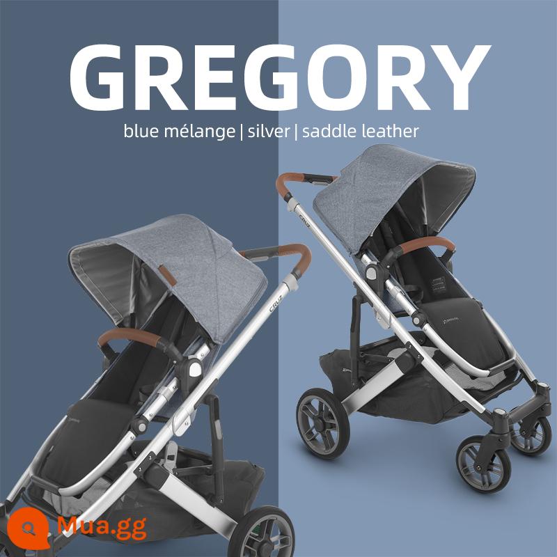 UPPAbaby Cruz V2 cao cấp ngồi gấp xe đẩy trẻ sơ sinh giảm xóc 2 chiều xe đẩy em bé - Màu xanh xám [không bao gồm nôi]