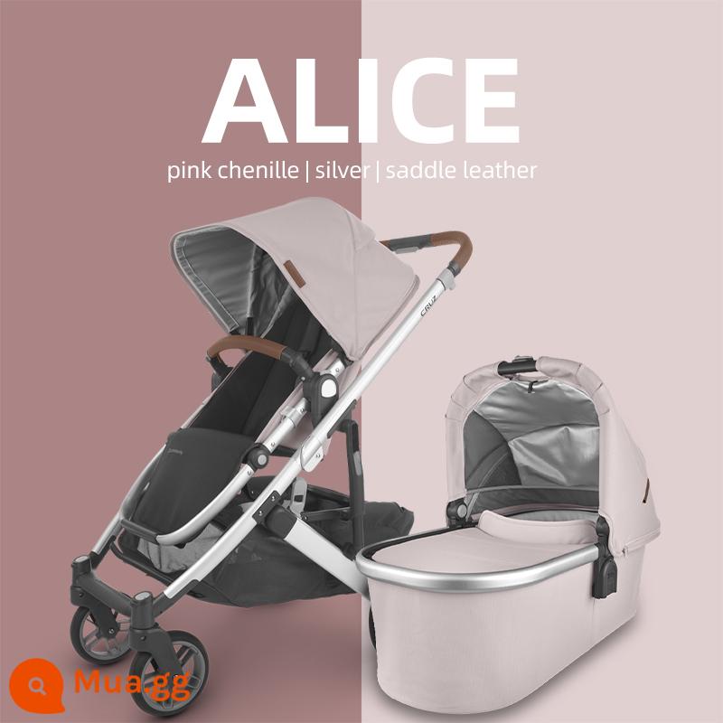 UPPAbaby Cruz V2 cao cấp ngồi gấp xe đẩy trẻ sơ sinh giảm xóc 2 chiều xe đẩy em bé - Hồng [Bộ Giỏ Cho Bé]