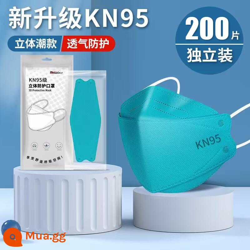 khẩu trang n95 3d ba chiều 2021 phiên bản thời trang mới kn95 mùa hè mỏng hình lá liễu dùng một lần nam nữ sành điệu - Cấp KN95 [xanh 200] - gói độc lập