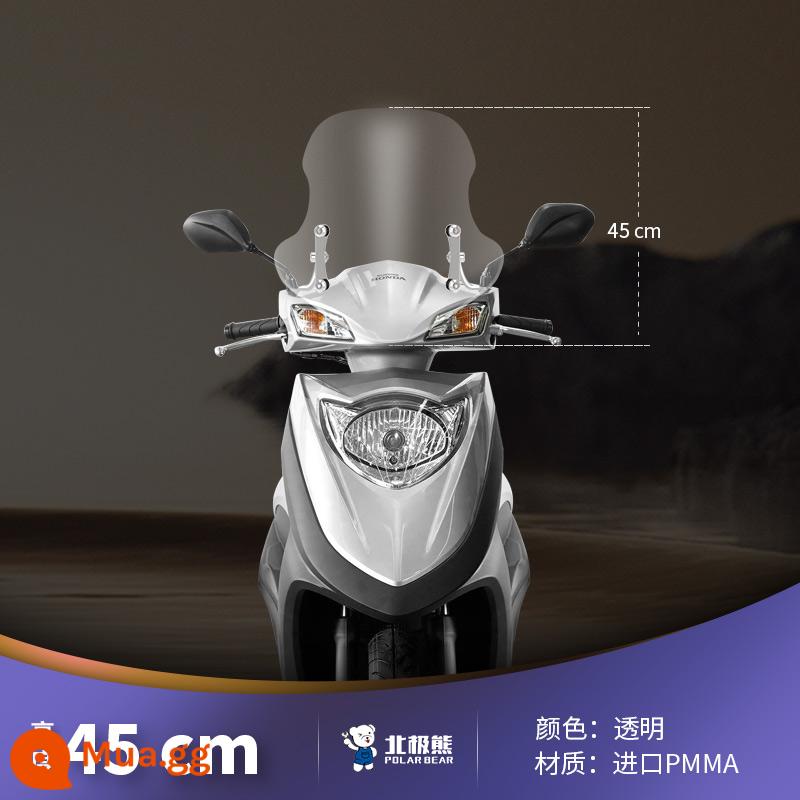 Thích hợp cho lục địa mới Honda NS125D bàn đạp kính chắn gió đầu máy phụ kiện sửa đổi kính chắn gió nâng nhập khẩu - Kính chắn gió trong suốt 45cm + khung inox 304