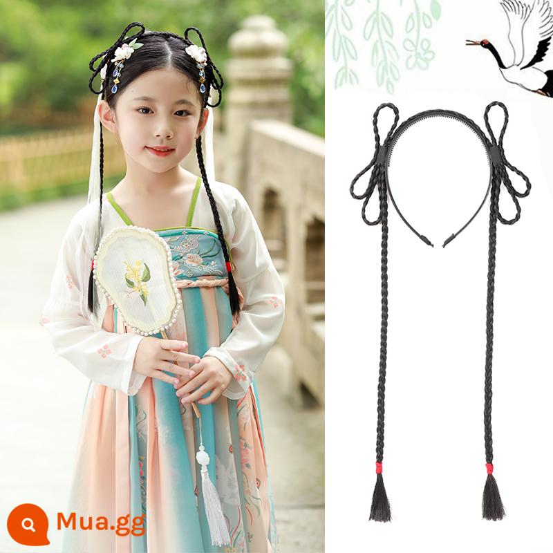 Trẻ em Hanfu tóc giả gói tấm tóc cổ trang phục một mảnh headband cổ gió tóc giả bé gái tạo kiểu phụ kiện tóc búi tóc trùm đầu - Bạch đậu khấu [kiểu băng đô]