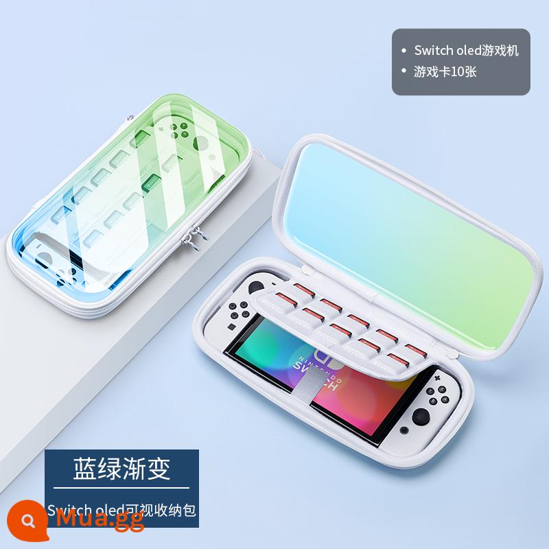 Bijibite Nintendo switch túi lưu trữ switcholed tay áo bảo vệ ns vòng tập thể dục túi cứng hộp switchlite vỏ cứng trong suốt vỏ oled bảng điều khiển trò chơi đầy đủ các phụ kiện siwch - Chuyển đổi [gradient xanh lam] đi kèm với màng cường lực + mũ vuốt mèo