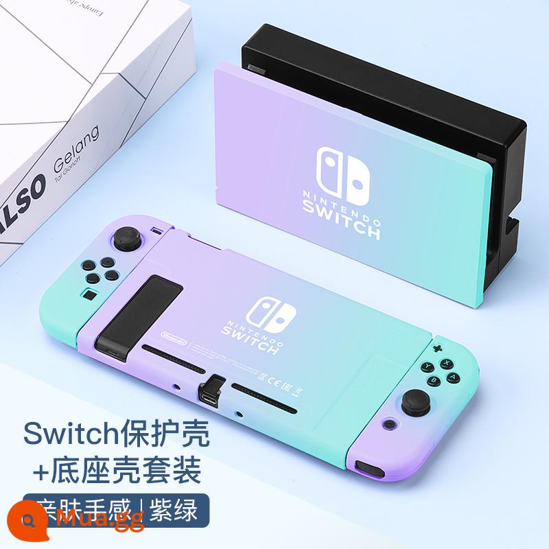 Vỏ bảo vệ Nintendo Switch, tay cầm Switchol, vỏ túi lưu trữ OLED, bộ phụ kiện đầy đủ, đế cắm ns, vỏ cứng, vỏ trong suốt, tách rời, vỏ mềm, hộp trò chơi di động bằng silicon - Chuyển đổi vỏ + vỏ thân thiện với da "tím xanh gradient" √ Phim + nắp miễn phí