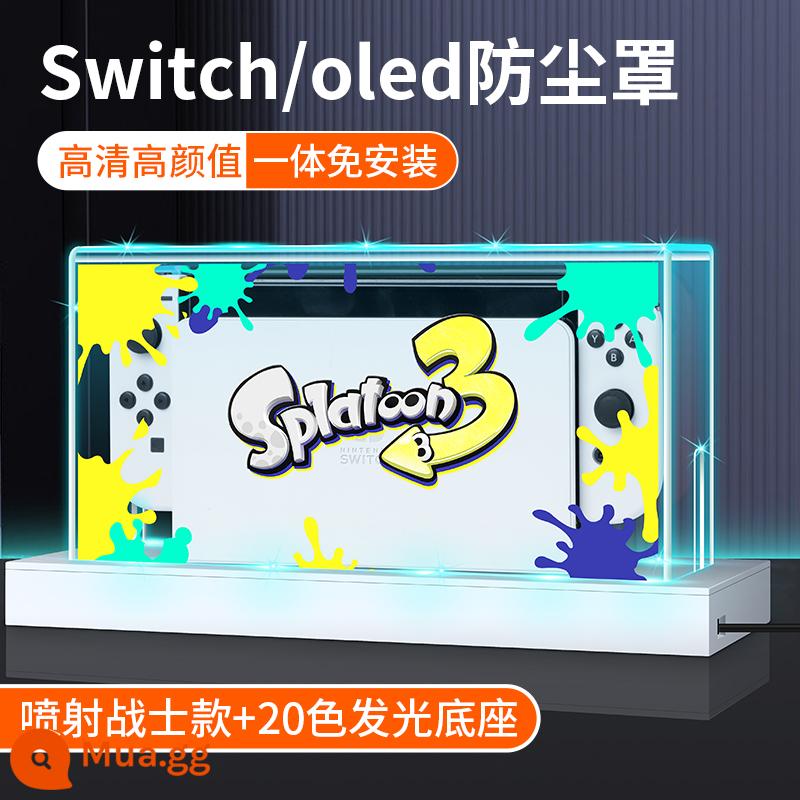 Bijibite Nintendo Switch bụi che hộp cơ sở phát sáng switcholed vỏ acrylic chính màn hình oled máy chơi game vỏ bảo vệ tay cầm ns bao gồm túi lưu trữ trong suốt phụ kiện hộp thẻ - Tấm che bụi đa năng Switch/Oled Splatoon 3+20 màu đế dạ quang