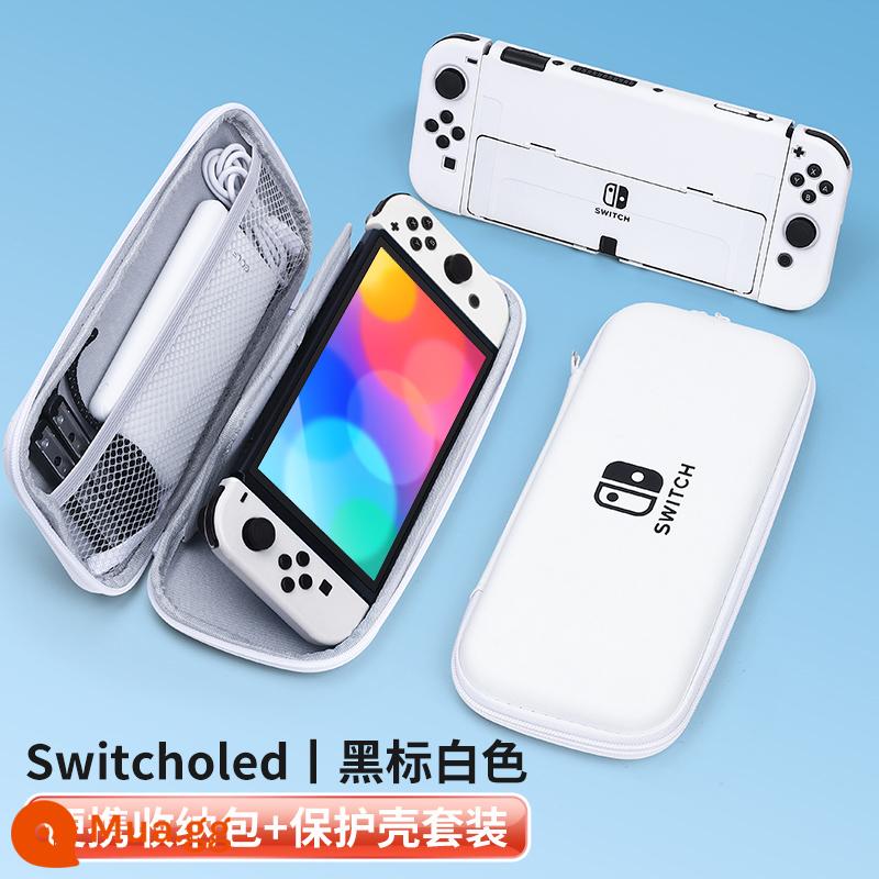 Túi đựng switch bijibit Vỏ bảo vệ Nintendo ns xách tay máy chơi game màn hình oled dung lượng lớn hộp vỏ cứng hộp băng chuyển mạch siwch tay cầm phụ kiện vỏ cứng trọn bộ - Hộp cứng đế Oled [nhãn đen trắng + hộp bảo vệ tương tự] đi kèm màng + nắp