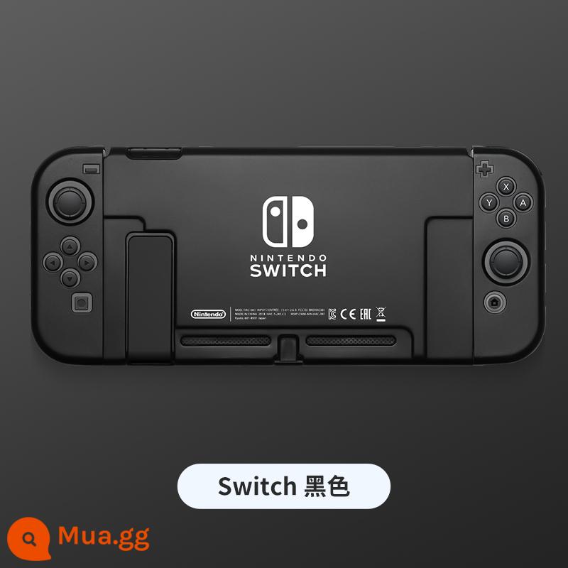 Vỏ bảo vệ Nintendo Switch, tay cầm Switchol, vỏ túi lưu trữ OLED, bộ phụ kiện đầy đủ, đế cắm ns, vỏ cứng, vỏ trong suốt, tách rời, vỏ mềm, hộp trò chơi di động bằng silicon - Vỏ thân thiện với da Switch "Đen" √ miễn phí phim + nắp