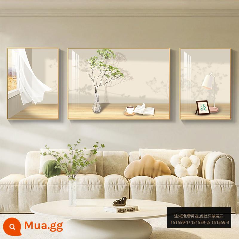 Tranh trang trí phòng khách Bắc Âu, tranh treo ba cây xanh tươi nhỏ, tranh treo tường nền sofa đơn giản hiện đại cao cấp - 151559-1/151559-2/151559-3