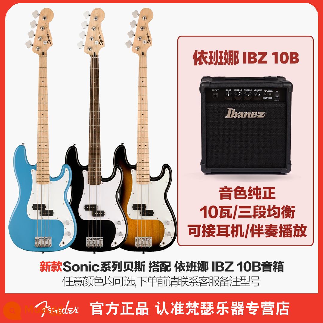 Fender Fender squier bass điện Bass 4 dây PJ bass Affinity sonic series dành cho người mới bắt đầu - [Mới] Bộ loa bass Sonic Series P Bass + Ibana 10 watt