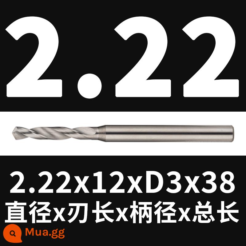 Mũi khoan thép vonfram 2.16 2.17 1.18 2.19 2.2 2.22 2.23 2.24 2.25 2.3 2.37 - 2,22x12x38 (không tráng phủ)