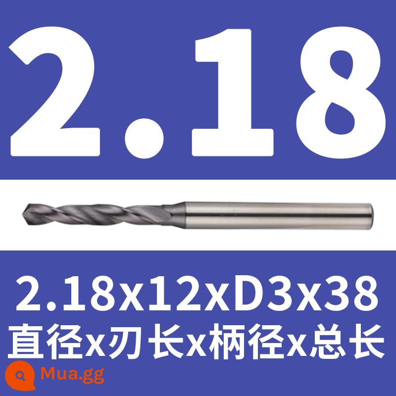 Mũi khoan thép vonfram 2.16 2.17 1.18 2.19 2.2 2.22 2.23 2.24 2.25 2.3 2.37 - Màu hạt dẻ 2,18x12x38 (tráng)