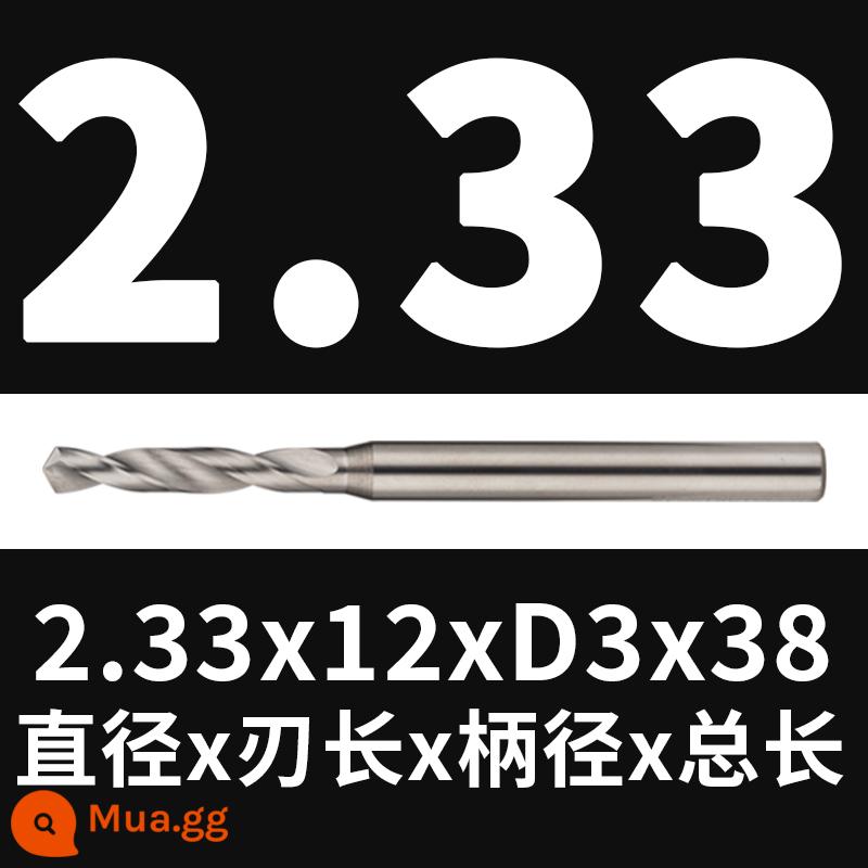 Mũi khoan thép vonfram 2.16 2.17 1.18 2.19 2.2 2.22 2.23 2.24 2.25 2.3 2.37 - 2,33x12x38 (không tráng phủ)