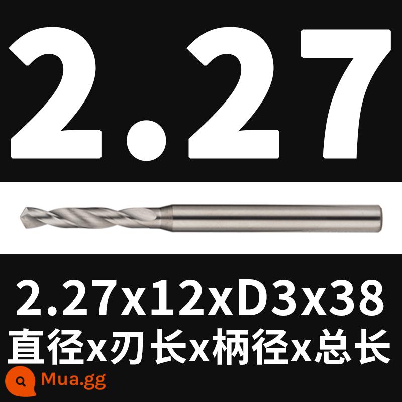 Mũi khoan thép vonfram 2.16 2.17 1.18 2.19 2.2 2.22 2.23 2.24 2.25 2.3 2.37 - 2,27x12x38 (không tráng phủ)