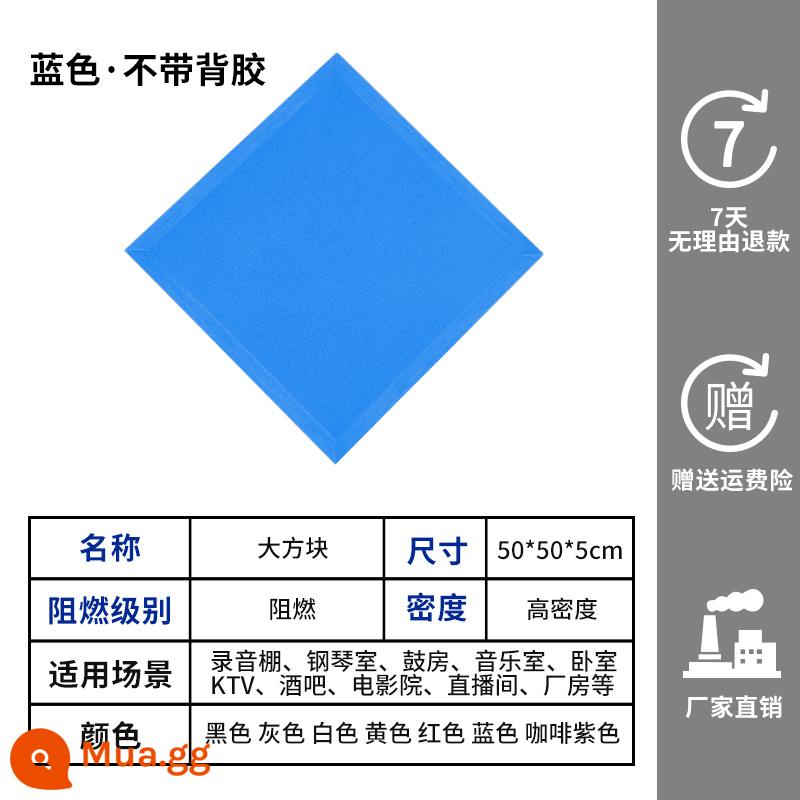 Bông cách âm dán tường bông cách âm dán lưng bông tự dính dán tường trong nhà phòng đàn piano tiêu âm giảm thanh phòng trực KTV chuyên dụng - Chất chống cháy không có chất kết dính-blue-5CM-10 miếng