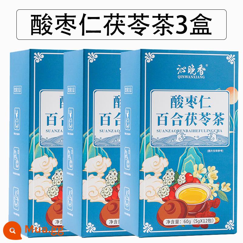 Suanzaoren Lily Poria Trà Ngủ Thơm dành cho nữ xoa dịu thần kinh, mất ngủ đi vào mộng mị, cải thiện hàng kém chất lượng gói trà kem bảo vệ sức khỏe - [Túi tam giác nâng cấp] 3 hộp + tách trà tinh tế