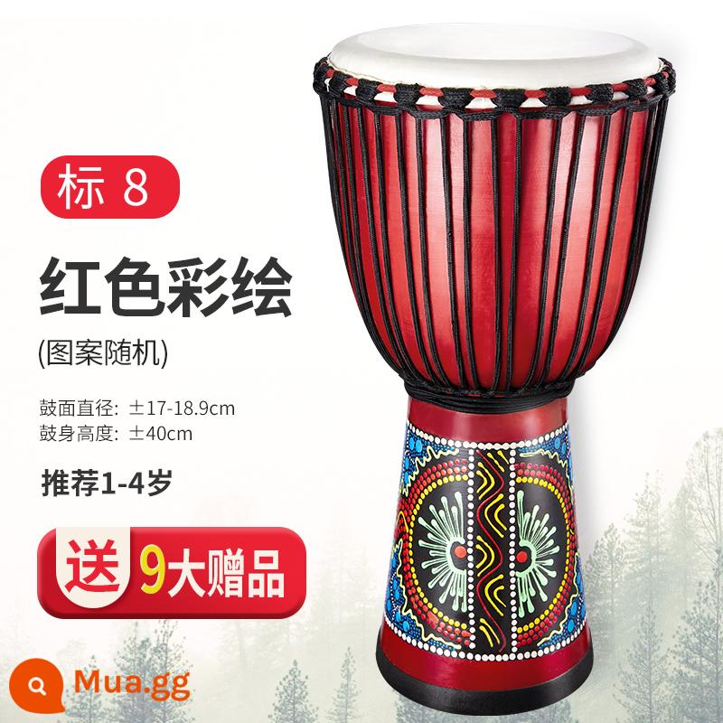 Trống Cega Châu Phi Flagship Store trẻ em mẫu giáo chuyên dụng tay trống 8 inch di động tambourine 10/12 nhạc cụ gõ - [Trống Gỗ] Tiêu Chuẩn 8 Màu Đỏ + Trọn Gói