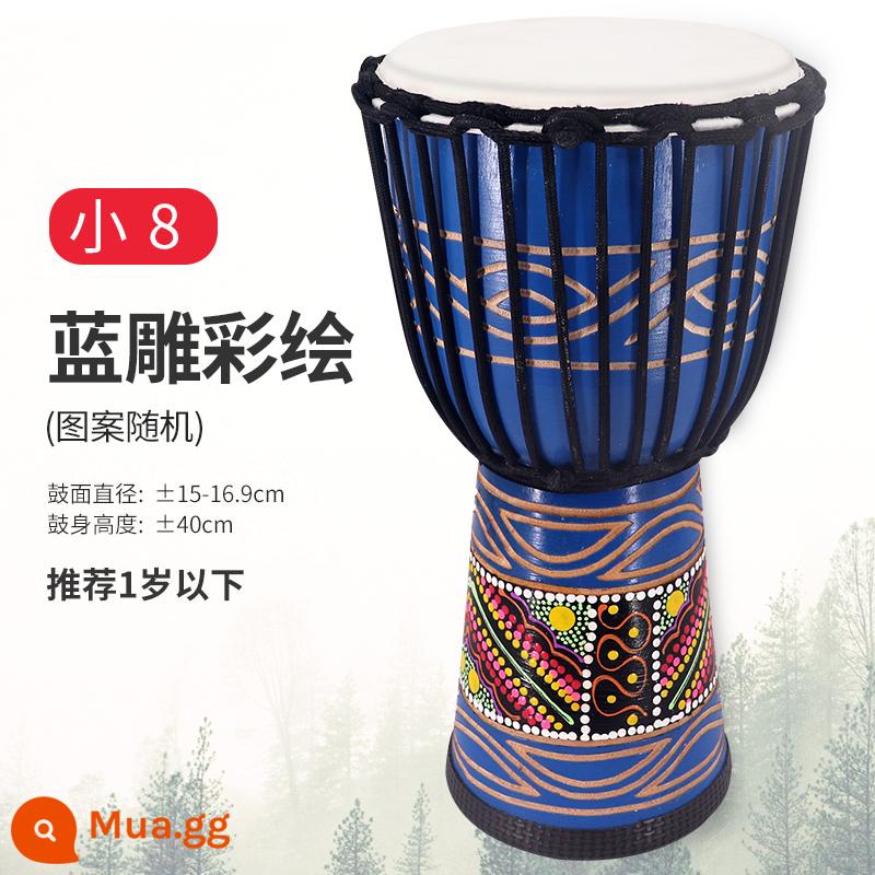 Trống Cega Châu Phi Flagship Store trẻ em mẫu giáo chuyên dụng tay trống 8 inch di động tambourine 10/12 nhạc cụ gõ - [Trống Gỗ] Khắc màu xanh lam Xiao 8 + Dạy học