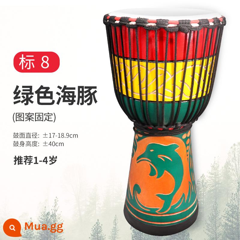 Trống Cega Châu Phi Flagship Store trẻ em mẫu giáo chuyên dụng tay trống 8 inch di động tambourine 10/12 nhạc cụ gõ - [Trống Gỗ] Cá Heo Xanh Mark 8 + Giảng Dạy