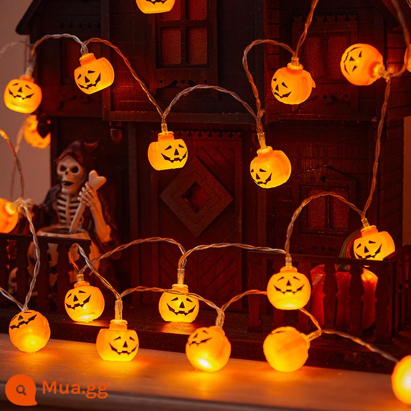 Halloween bí ngô đèn lồng đồ chơi bộ xương dây đèn nhỏ trang trí thanh trung tâm mua sắm sự kiện bố trí cảnh đạo cụ và đồ trang trí - Đèn lồng bí ngô mini [2 mét 10 đèn] loại pin + pin